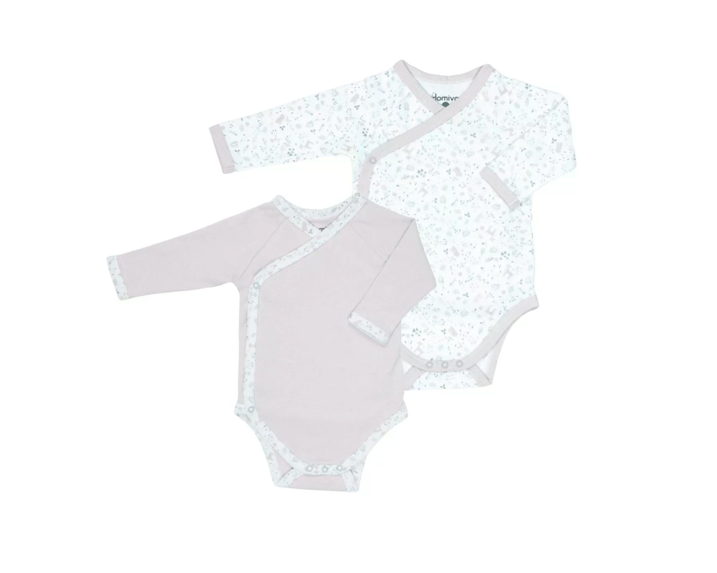 Domiva Lot De 2 Bodies Manches Longues Cache Coeur Rose - Wlidati Maroc