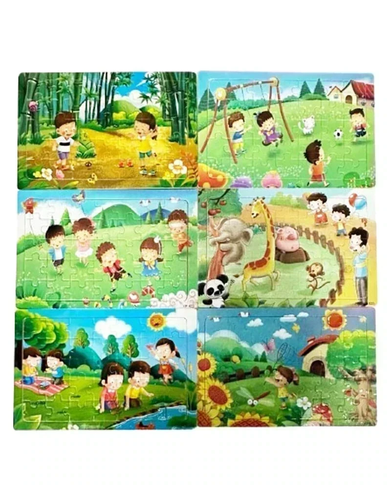 Ensemble 6 Puzzles En Bois Petit Modele Enfants En Plein Air - Wlidati Maroc