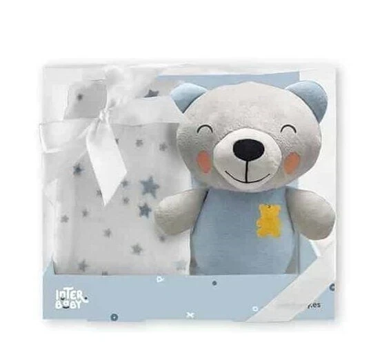 Interbaby Couverture Peluche Ours Bleu - Wlidati Maroc