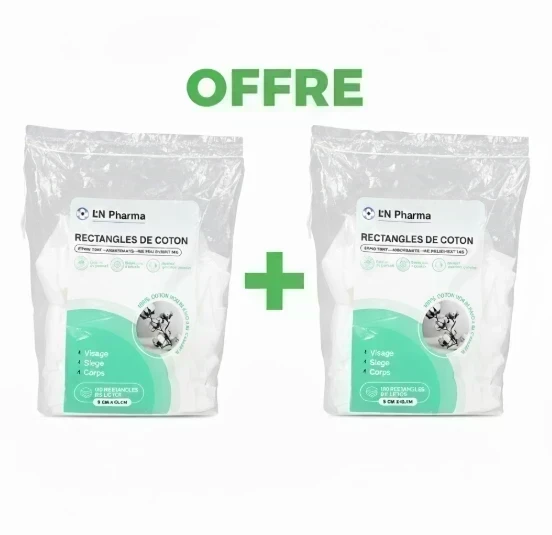 L2n Pharma Pack De 2 Coton Pads Bio 180 Rectangles - Wlidati Maroc