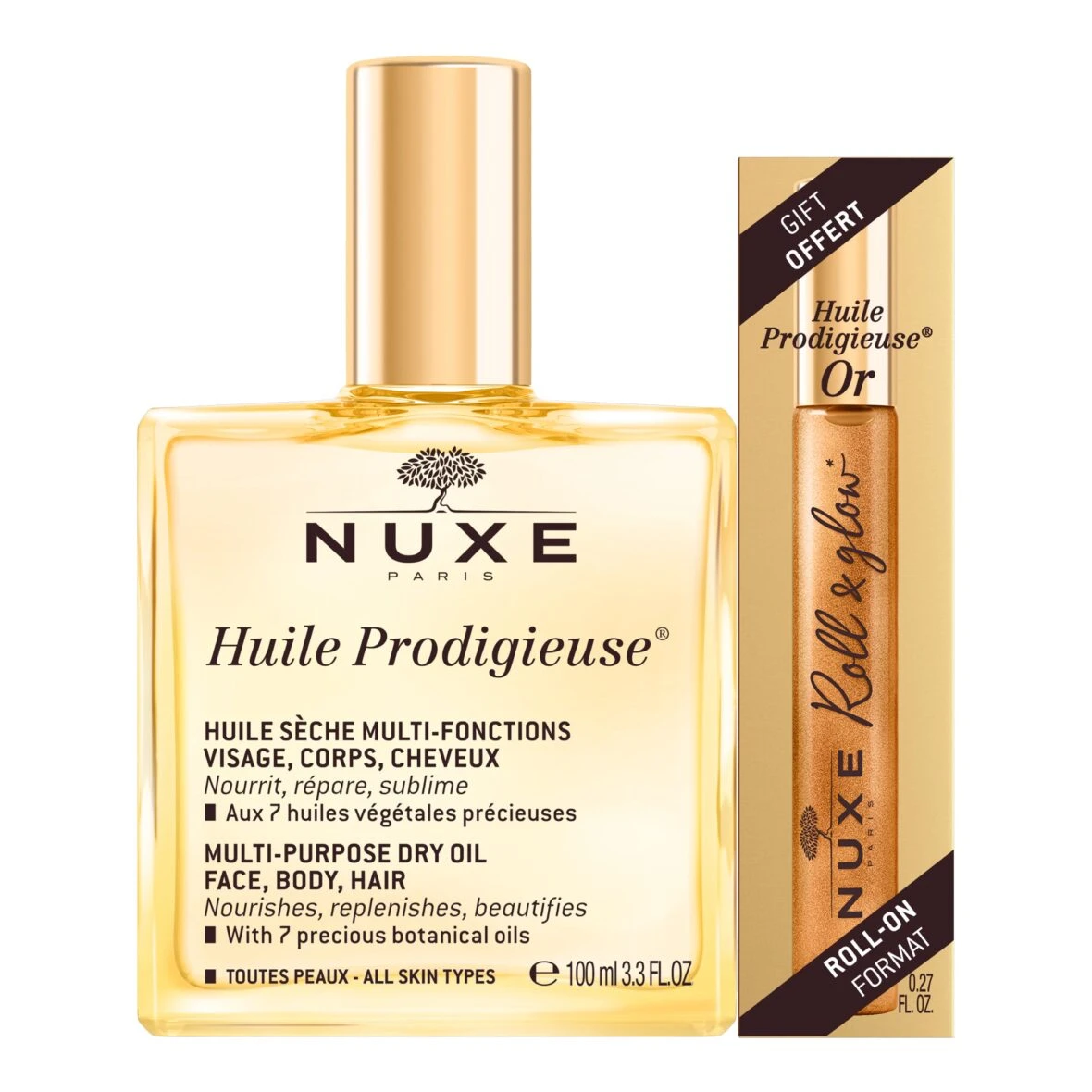 Nuxe Huile Prodigieuse 100 Ml Huile Prodigieuse Or Format Roll On Offert 8ml - Wlidati Maroc