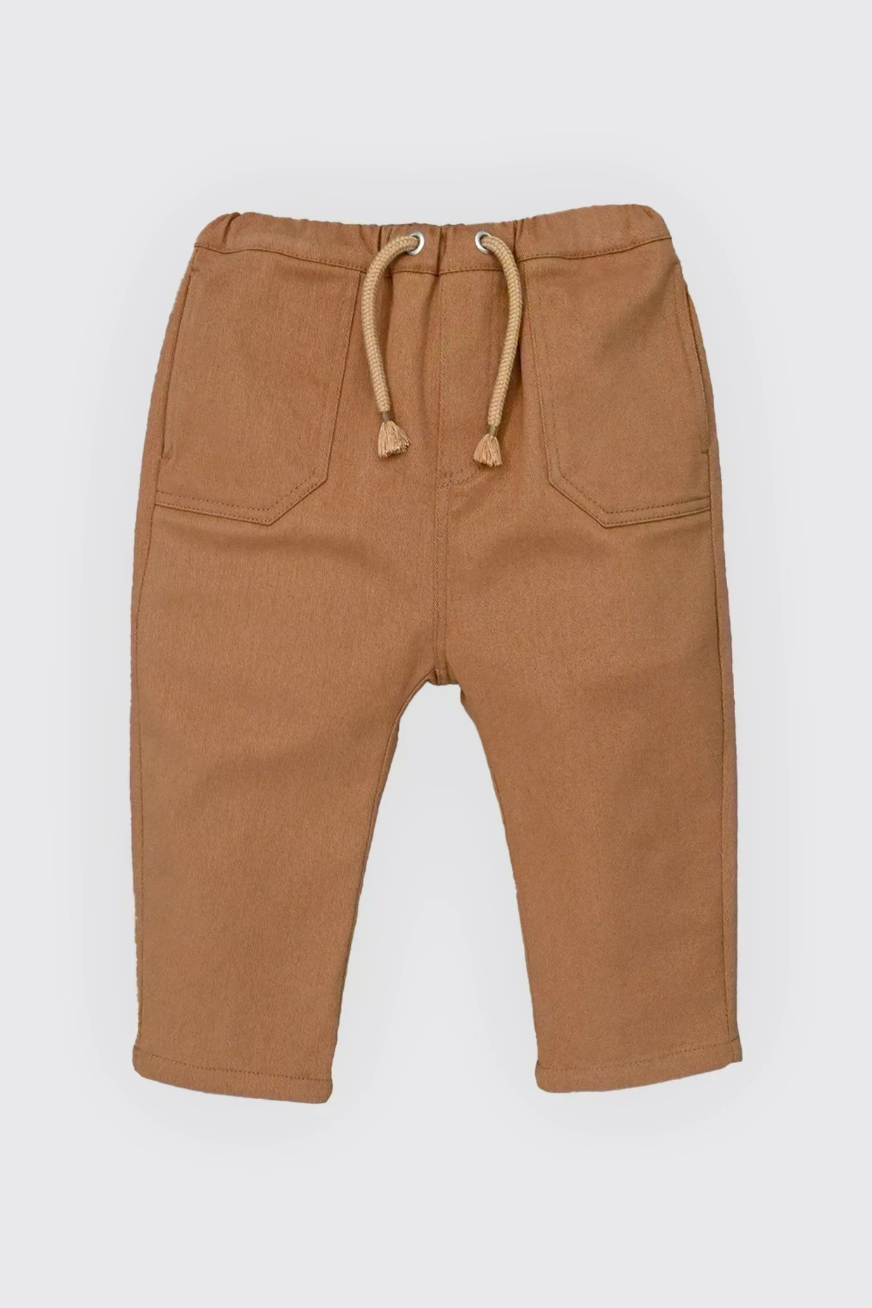 Pantalon En Sarga 100 Coton Avec Taille Elastique Et Cordon De Serrage - Wlidati Maroc